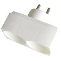 Dobbeltstik 2 runde udtag hvid 250V 10A