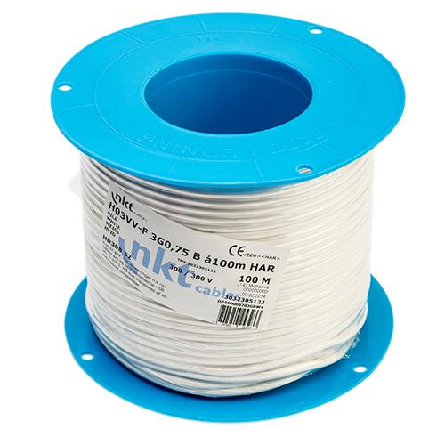 Rund PKLJ 3G0.75 hvid 100m