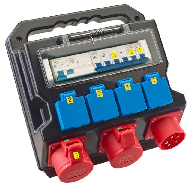 Byggestrømstavle 32A 4x230V+2x16A 5P HPFI