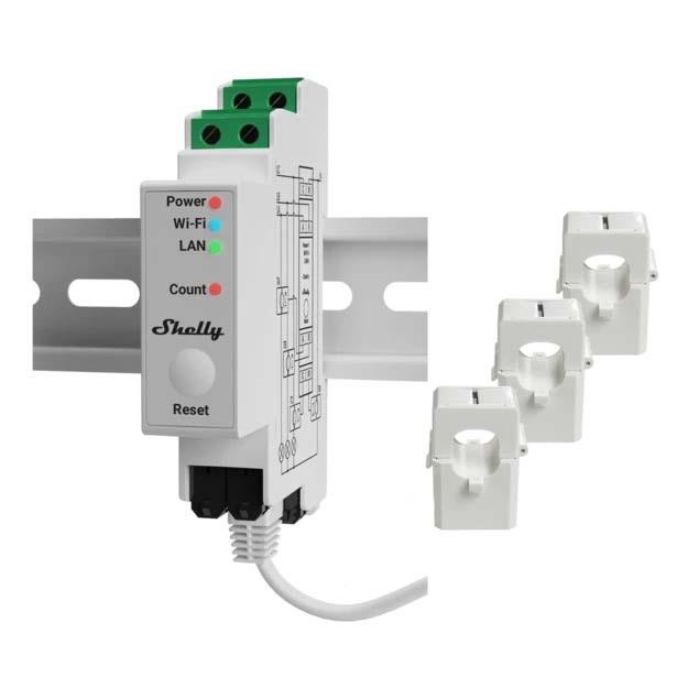Shelly Pro 3EM 120A - WiFi 3-faset energimåler