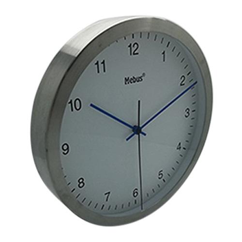 Vægur Ø25 cm stål/hvid/blå m/lydløs bevægelse