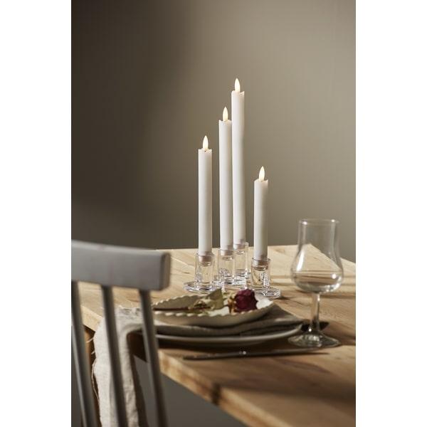 Kronelys hvid 3D flamme 4-pak