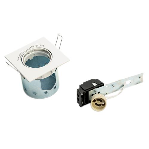 Downlight GU10 blank hvid firkantet m/kip 