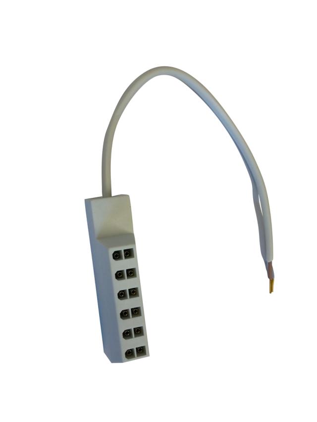 AMP 6-vejs fordelerboks m/20cm ledning