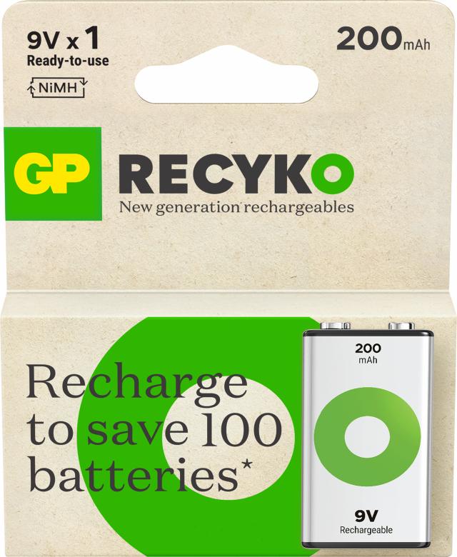 GP Recyko 9V-batteri, 200 mAh, 1-pak