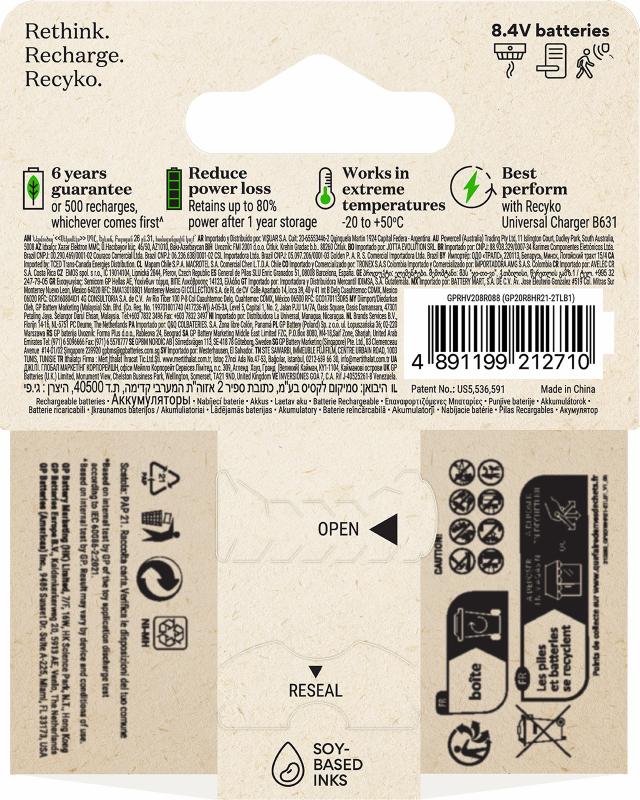 GP Recyko 9V-batteri, 200 mAh, 1-pak