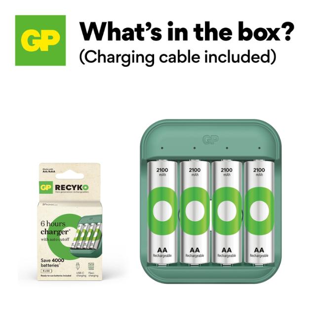 GP standard hurtig batterioplader 4xAA/AAA B423