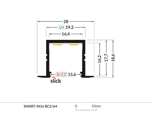 DIOFLEX Alu profil SMART-IN16 BC3/U4 2m hvid