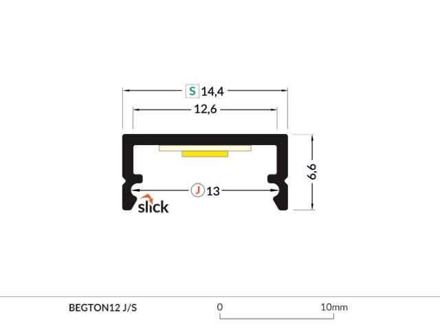 DIOFLEX alu profil BEGTON12 JC/S 2m hvid