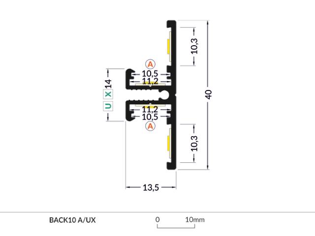 DIOFLEX alu profil BACK10 A/UX 1000 hvid