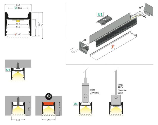 DIOFLEX Alu profil HOOD14 F/U1 2m alu