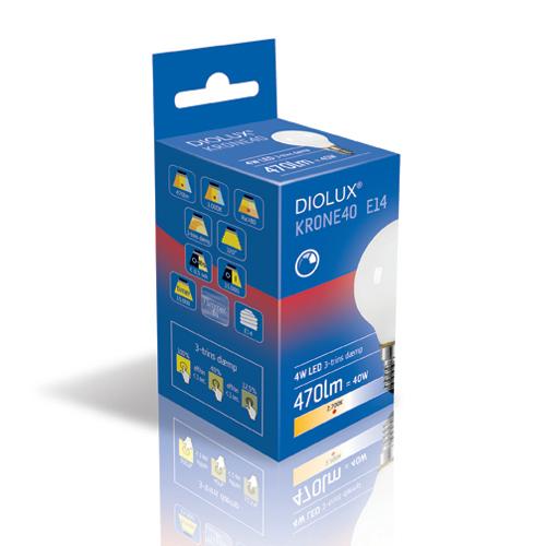 DIOLUX KRONE40 4W 830 E14 470lm 3-DIM