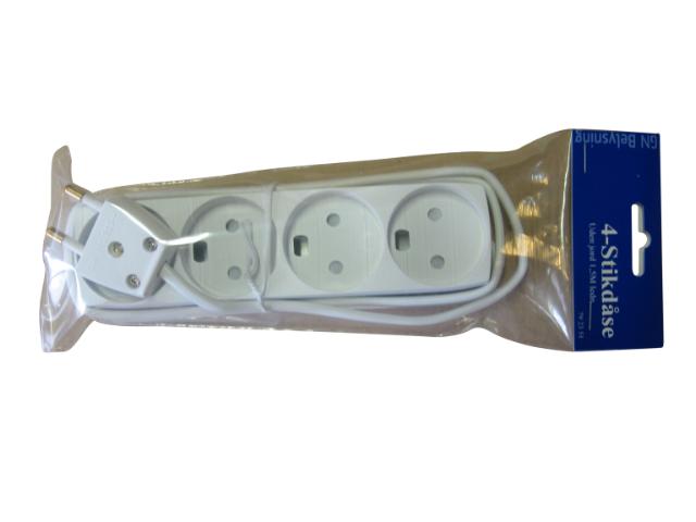 4-stikdåse m/1,5m ledn hvid GN Pak