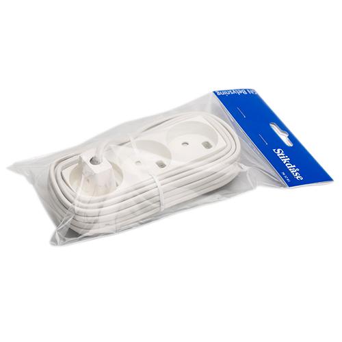 3-stikdåse m/5m ledning hvid GN-pak