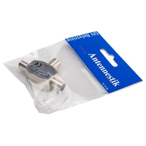 Coax dobbeltstik 2han + 1hun stål GN-pak