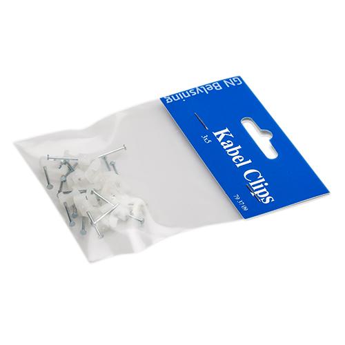 Kabel Clips 3x5 natur 25 stk. flad ledning GN-pak
