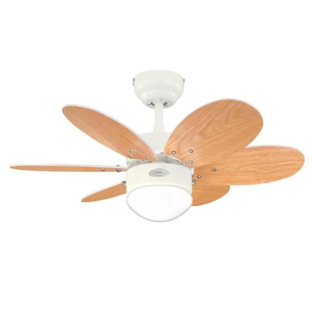 Loftvent.TURBO II hvid/farv Ø76cm 3speed+E14 lys
