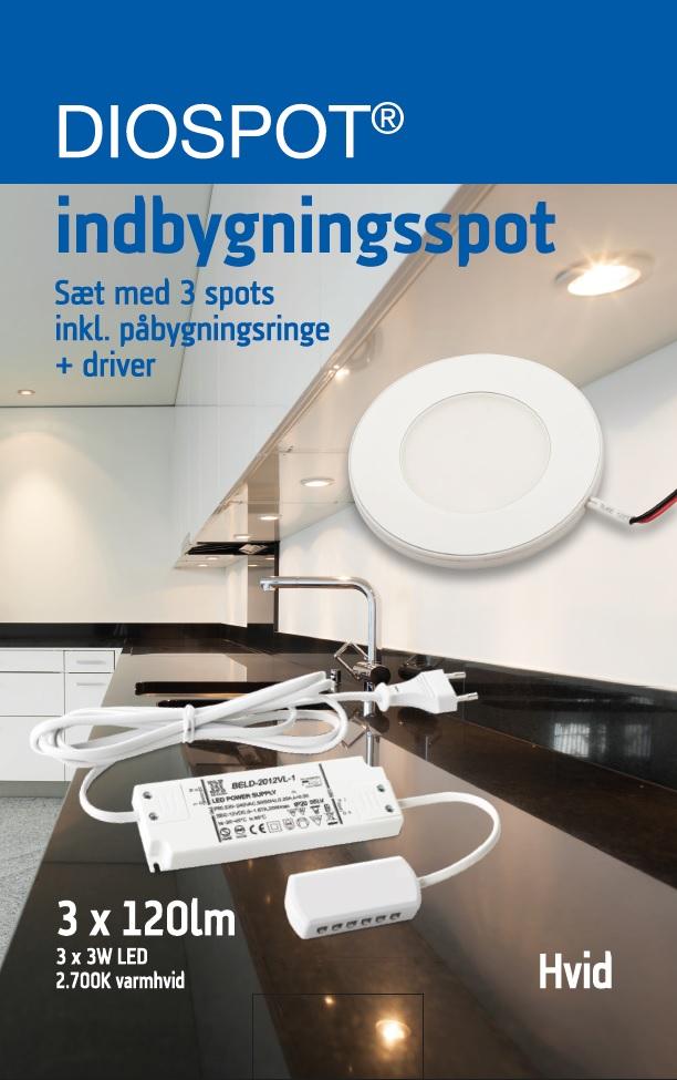 DIOSPOT møbelspot 3-sæt LED 3W 927 120lm hvid