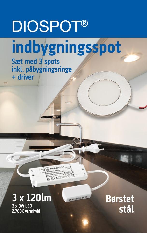 DIOSPOT møbelspot 3-sæt LED 3W 927 120lm stål