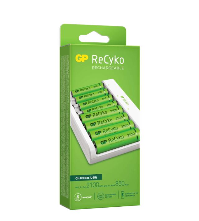 GP batterioplader 4xAA+4xAAA inkl. batterier