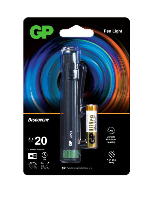 GP lommelygte CP21 LED 20lm 1xAAA, inkl.