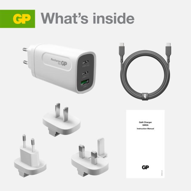 GP Stikkontakt opladeadaptor USB og 2xUSB-C 65W