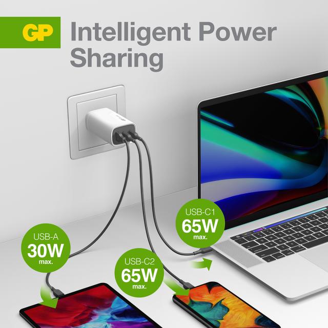 GP Stikkontakt opladeadaptor USB og 2xUSB-C 65W