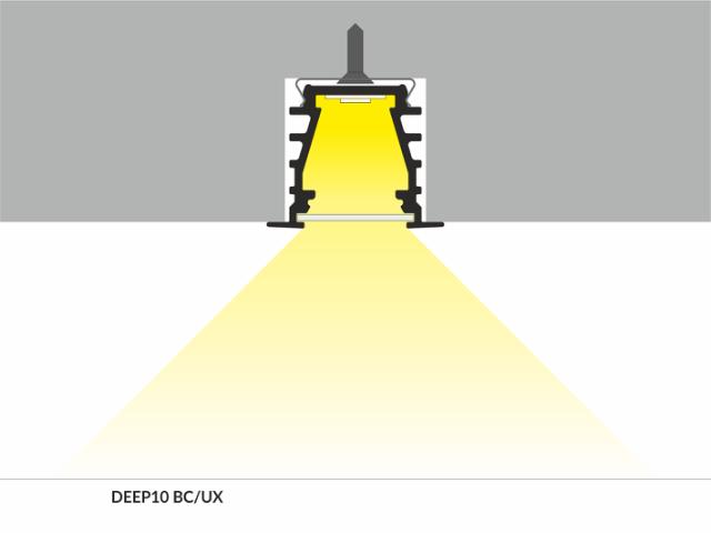 DIOFLEX Hvid alu profil DEEP10 C/UX 2m 23,4x19mm