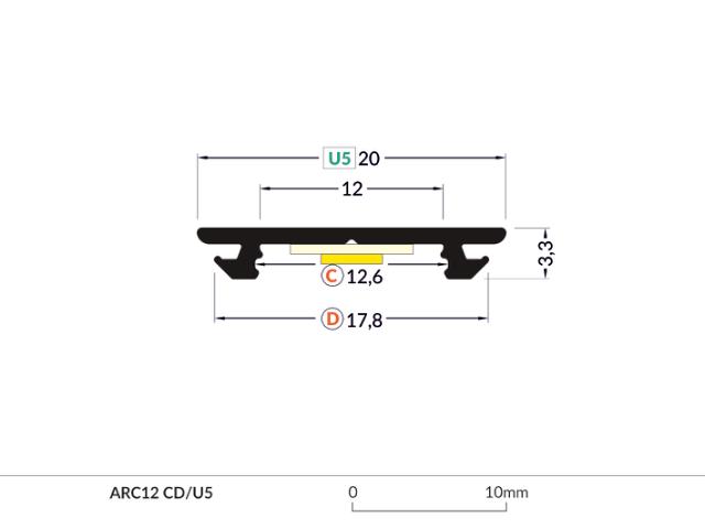 DIOFLEX Alu profil ARC12 CD/U5 2m 20x3,3mm