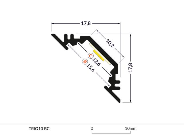 DIOFLEX Alu profil TRIO10 BC 2m