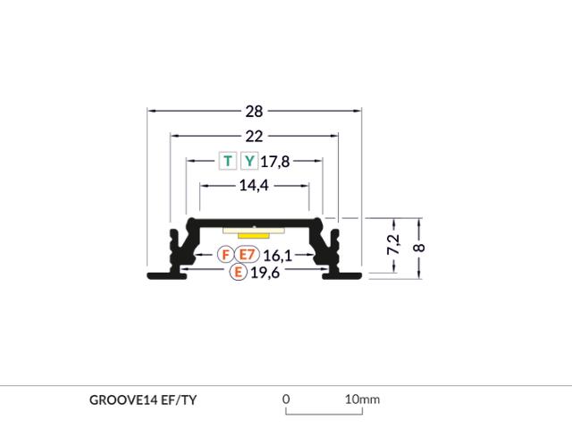 DIOFLEX alu profil GROOVE14 EF/Y 2m