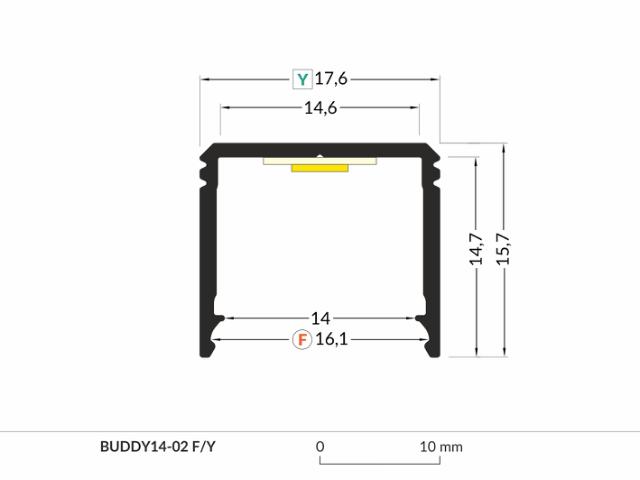 DIOFLEX Alu profil BUDDY14-02 F/Y 1m