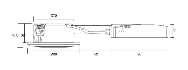 DIOSPOT 30 stål rund 6W 927 320lm 38°