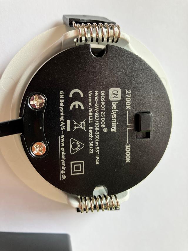 DIOSPOT 25 DOB hvid 6W 927/930 350lm 55°
