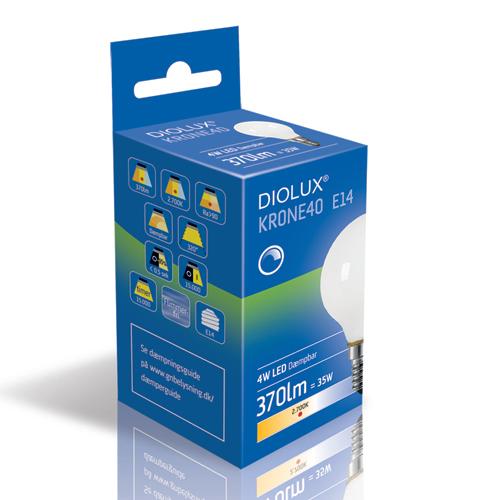 DIOLUX KRONE40 4W 927 E14 350lm dæmpbar
