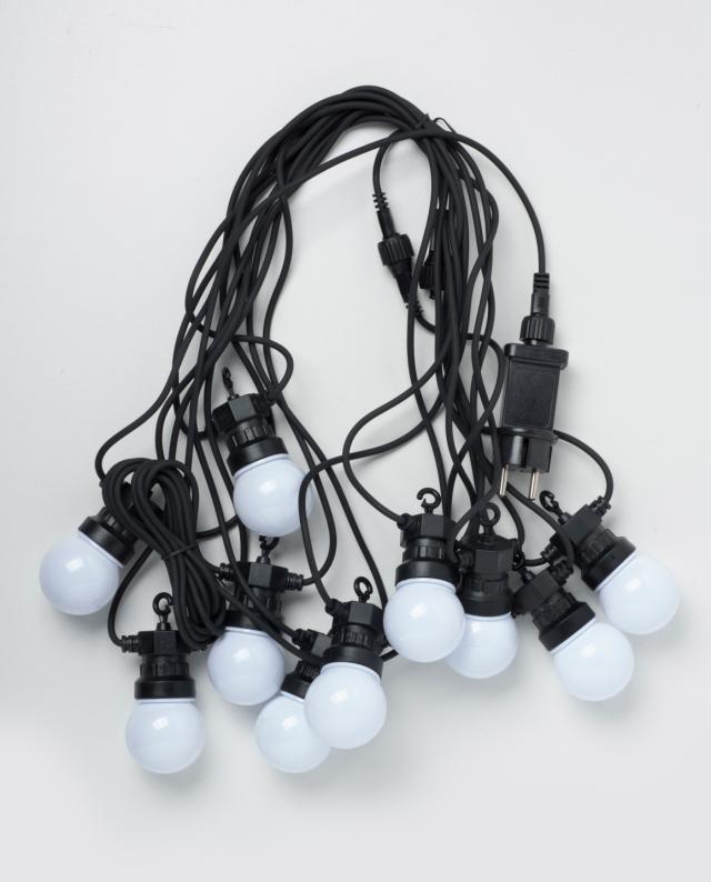 Party lyskæde 10xLED hvide Ø50mm 230V IP44 8+3M