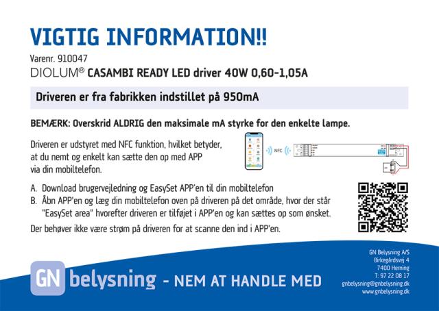 DIOLUM LED driver 40W Casambi ready 0,60-1,05A